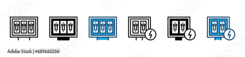 Fuse box line icon. electric voltage breaker switch board icon. Vector illustration