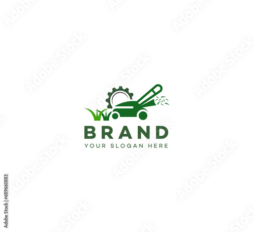Repair Lawn mower logo design template elements. Vector illustration. New Modern logo.
