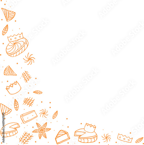 Galette des rois , French epiphany cake set headline. Vector frame background.