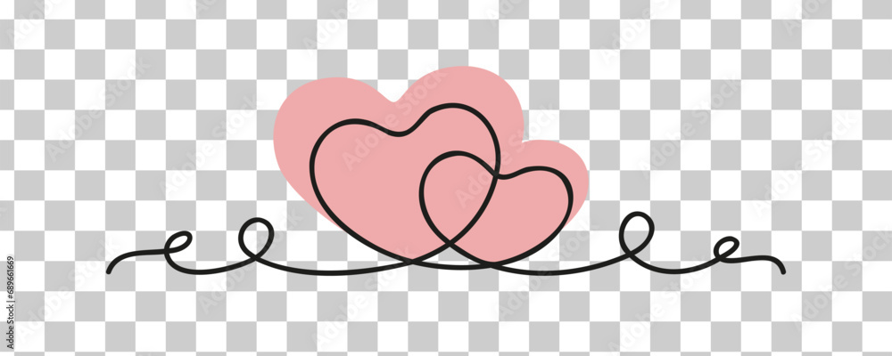 two-hearts-in-one-line-with-curls-vector-without-background-design