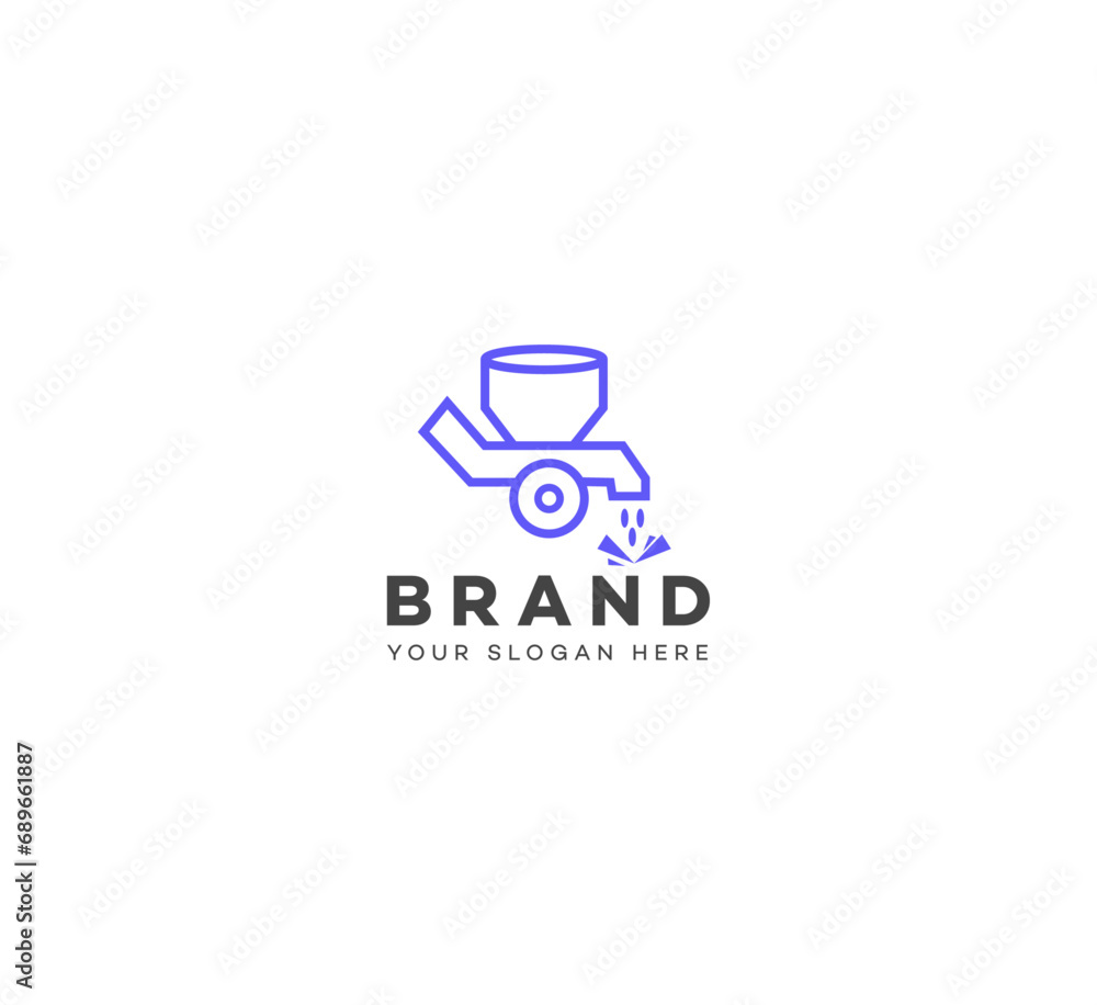 Seed drill logo design template elements. Vector illustration. New Modern logo.