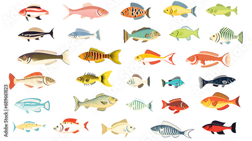 set of colorful fish and fishes photo