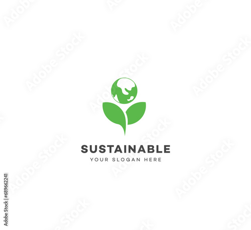 Save Earth, Earth, Sustainable, Sustainable farming logo design template elements. Vector illustration. New Modern logo.