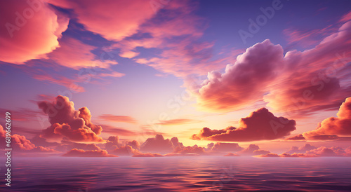 View of warm pink orange and purple hues blending with the colors of the sunset background