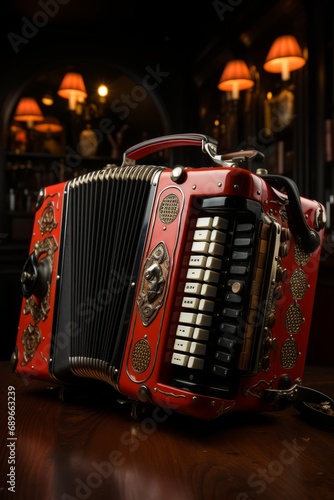 Tango bandoneon, a key instrument in tango music, Generative AI photo