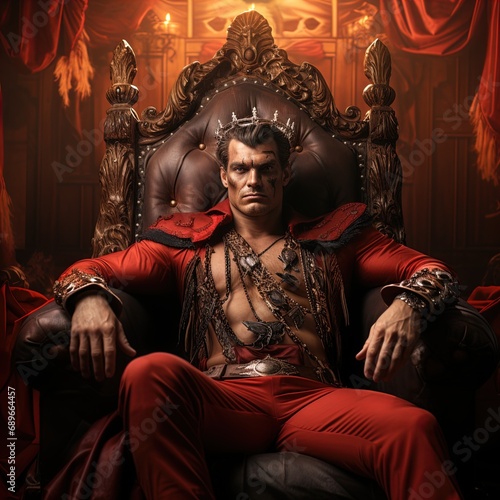 Man seated on throne. Great for stories on fashion , royalty, adventure, epics, history and more. 