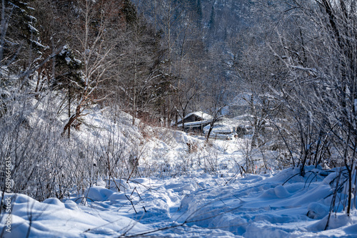 Scenery after snow at Yangcao Mountain Scenic Area in China's snow town photo