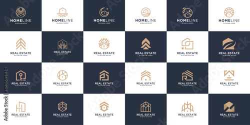 Set of building real estate logo design template, Luxury home, architecture, construction symbol