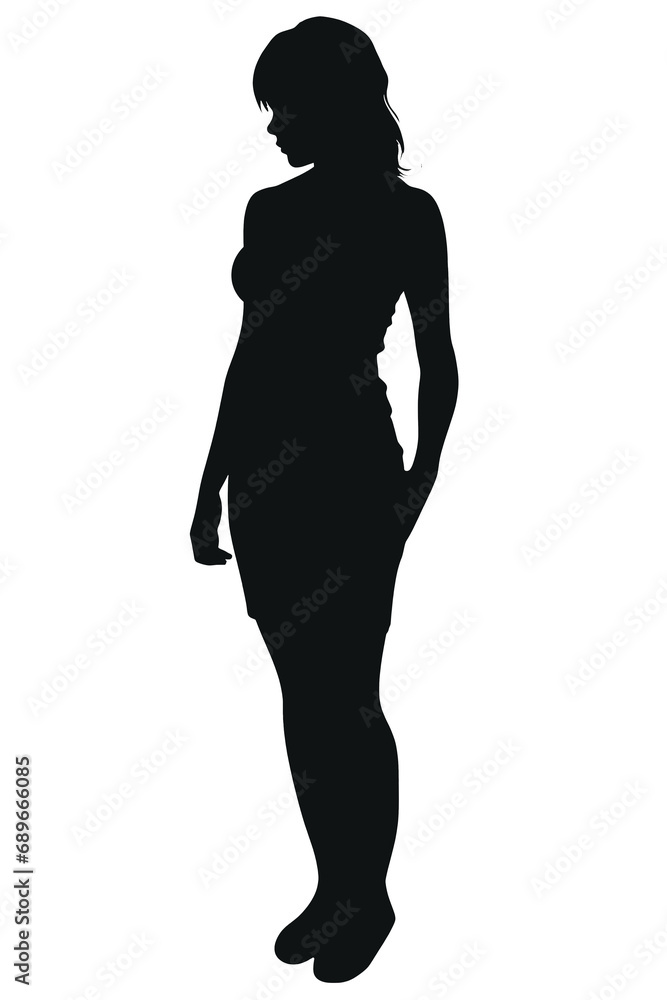 Simple silhouette of woman isolated on transparent background