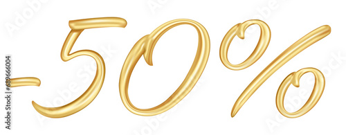 50 percent Gold metallic number 