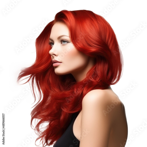 woman with beautiful hairstyle salon promotional material isolated on a transparent background