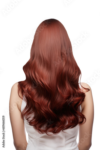 woman with beautiful hairstyle, back view, salon advertisement, isolated on transparent background