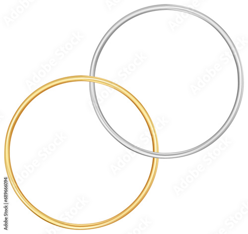 Gold and silver connected rings