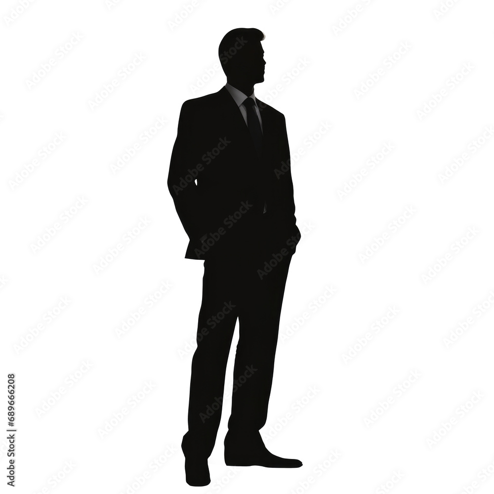 Silhouette of standing business man isolated on transparent background