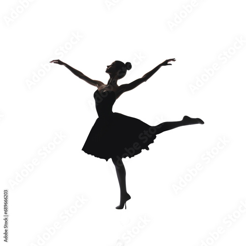 Silhouette of ballet dancer isolated on transparent background