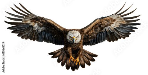 PNG of Bald eagle American soaring on transparent background. Eagle Wild life animal flying for peace feel free in religious Independence Day.