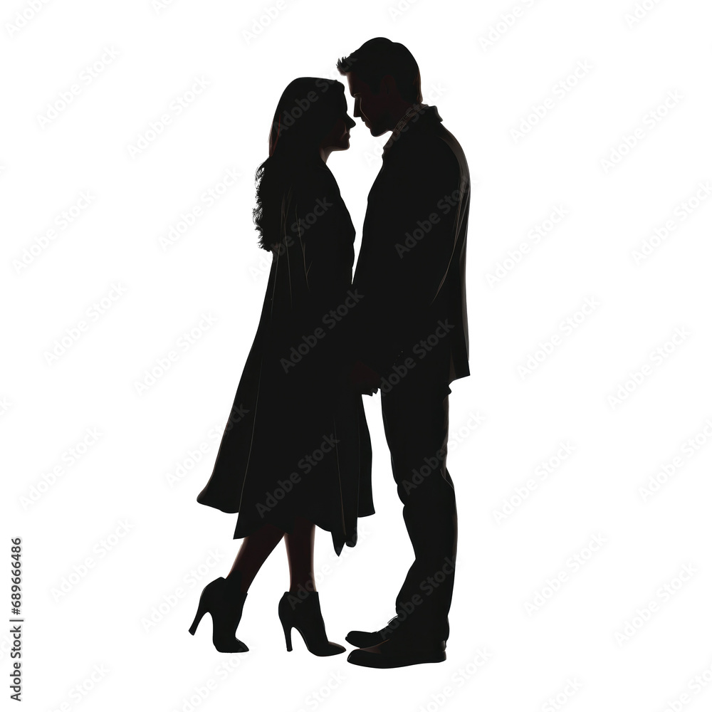 couple silhouette isolated on transparent background