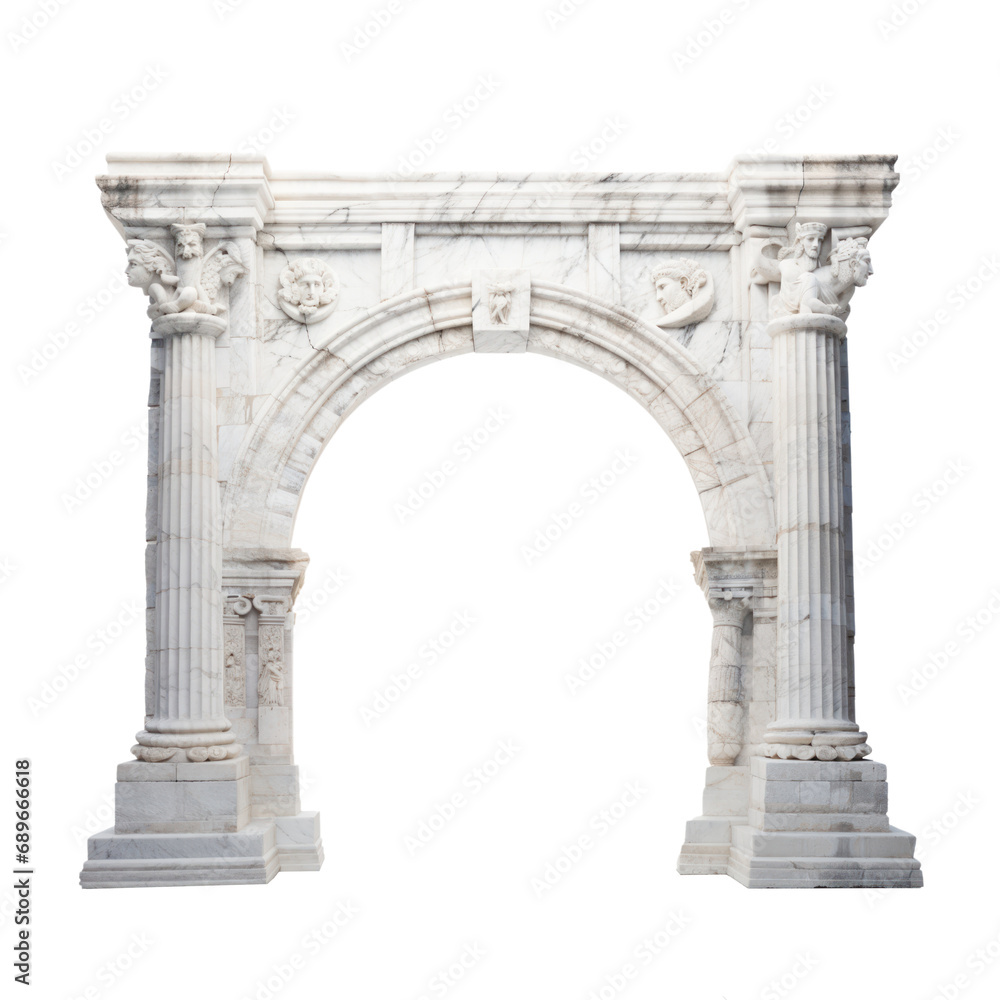 Ancient greek gate. Ancient Greek Column Arc Isolated on white background or transparent. - obrazy, fototapety, plakaty 