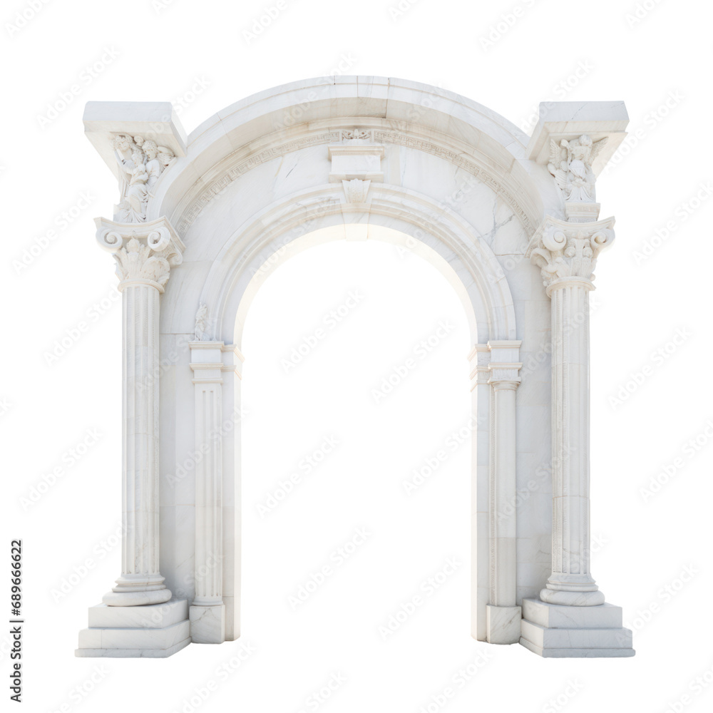 Ancient greek gate. Ancient Greek Column Arc Isolated on white background or transparent.