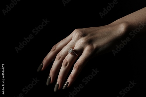a woman's hand with a ring on her finger. It's a symbol of commitment, love, and loyalty. 