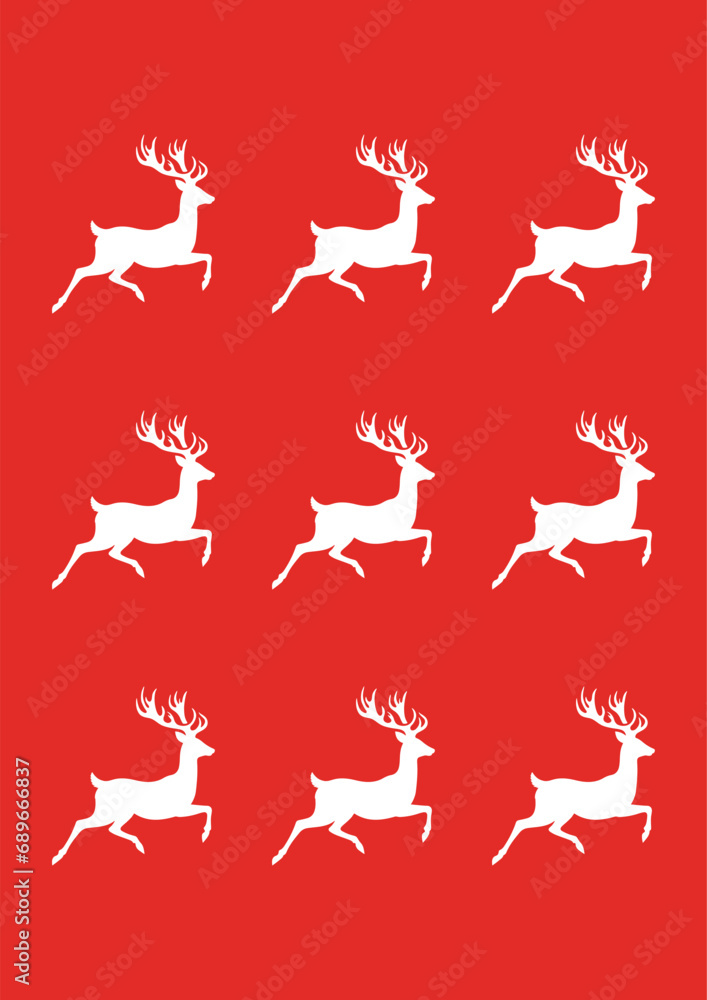 deer silhouette vector illustration, reindeer Christmas wall art, modern holiday poster, cozy winter kids and living room print, minimalist greeting card 