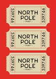 North Pole Ticket, Christmas wall art, modern holiday poster, cozy winter kids and living room print, cute greeting card 
