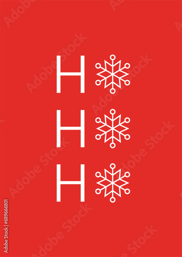 ho-ho-ho and snowflakes, scandi Christmas wall art, modern holiday poster, cozy winter print, minimalist greeting card, vector 
