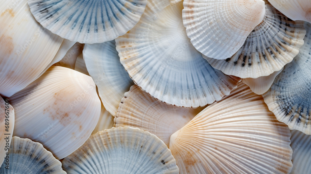 Delicate patterns and textures of a seashell's surface up close Delicate patterns and textures of a seashell's surface up close