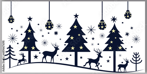 Christmas trees reindeer and  stars in different design vector