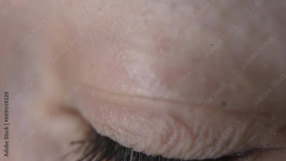 Macro close-up of woman's eyeball, tight extreme closeup of iris eye Macro close-up of woman's eyeball, tight extreme closeup of iris eye