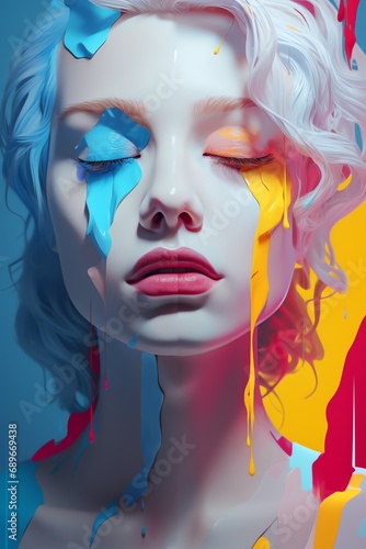 a woman with colorful makeup © Dumitru