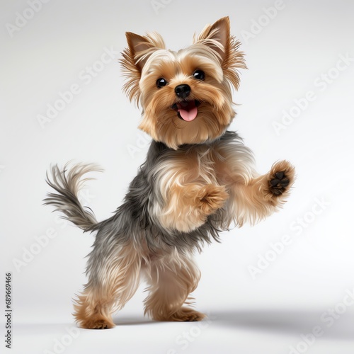 a dog standing on its hind legs