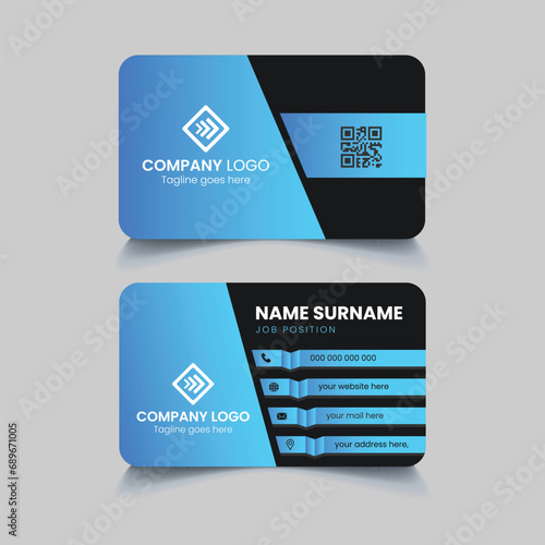 Blue Zig-Zag Business Card Template Design