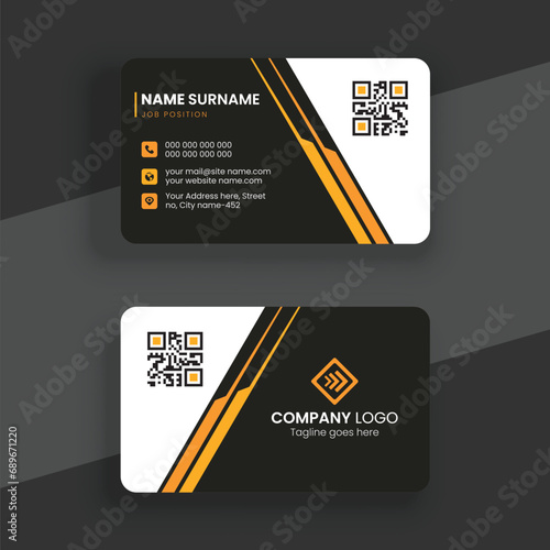 Business Card Layout with Yellow Accents