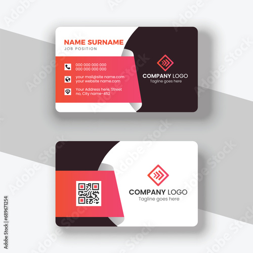 Simple and Clean Red and White Business Card Template