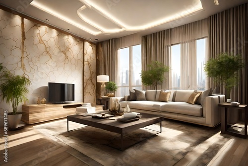 modern living room with fireplace © Shubnam