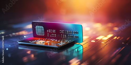 credit card on computer.Digital Banking on Computer.AI Generative  photo