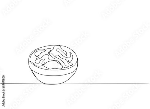 pickled ginger in a bowl, Sushi set one line art. Continuous line drawing of sushi, japanese, food, roll, culture, tasty, restaurant, japan, asian, sea, menu