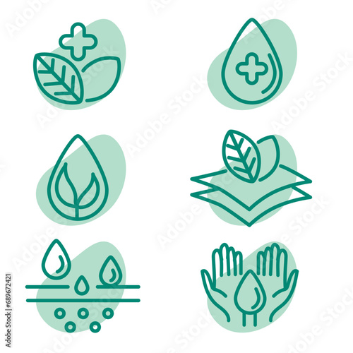 moisturizing and natural product vector icon set