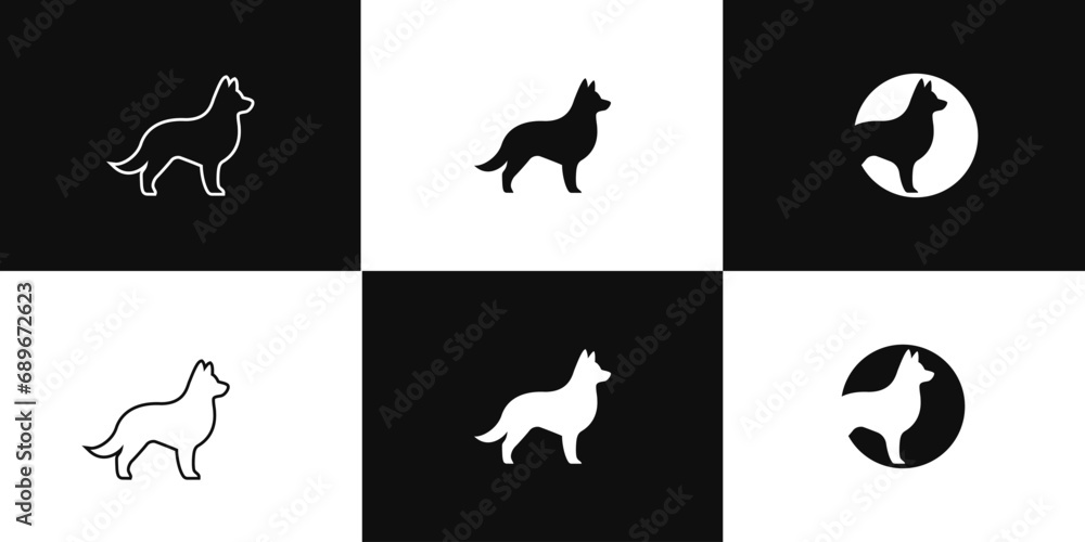 Vector mixed style dog logo