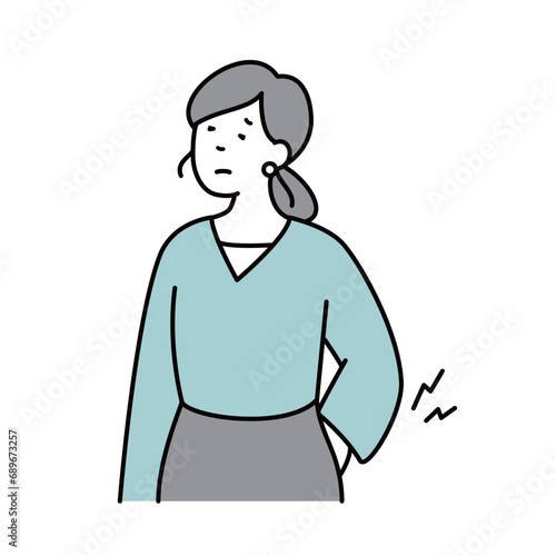 腰痛で苦しむ女性のイラスト素材