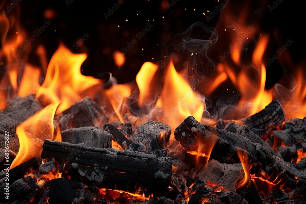 Charcoal for Barbecue Background With Flames. Generative Ai Charcoal for Barbecue Background With Flames. Generative Ai