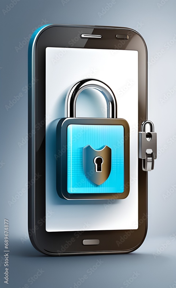 illustration of a padlock on a smartphone screen -digital security concept illustration of a padlock on a smartphone screen -digital security concept