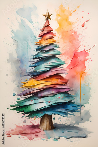 watercolor christmas tree
