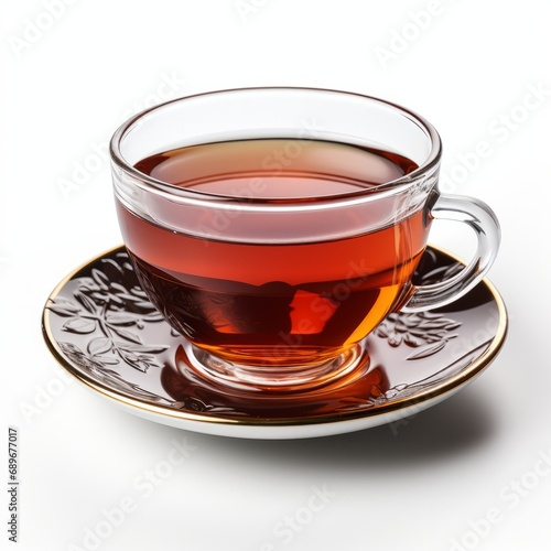 Tea Elegance: Isolated Cup of Black Tea on White Background