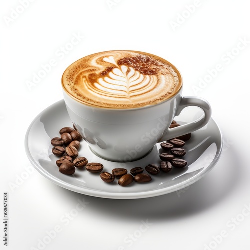 Cappuccino Elegance: Isolated Cup on White Background