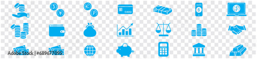 Money Cash Card Credit Dollar Bank icon collection editable stroke vector