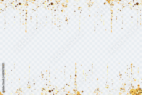 Scattered gold particles. Festive background or design element. photo