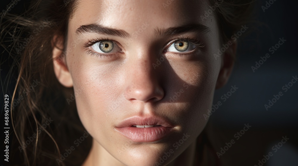 Radiant Strength: Close-Up of Powerful Woman in High-Key Lighting Radiant Strength: Close-Up of Powerful Woman in High-Key Lighting