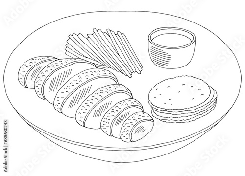 Peking duck graphic black white sketch illustration vector